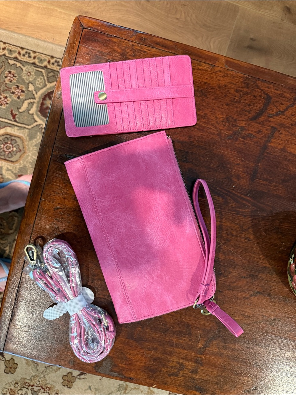 Joy Susan Hot Pink Wristlet Crossbody Wallet with Card Organizer